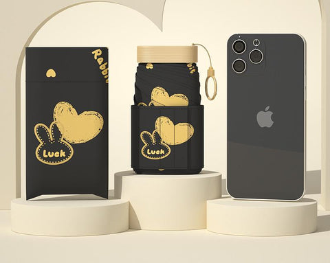 Ultra Compact 7 Fold Folding Umbrella Upf50+ Sun Protection Portable Clip Design Black Umbrellas