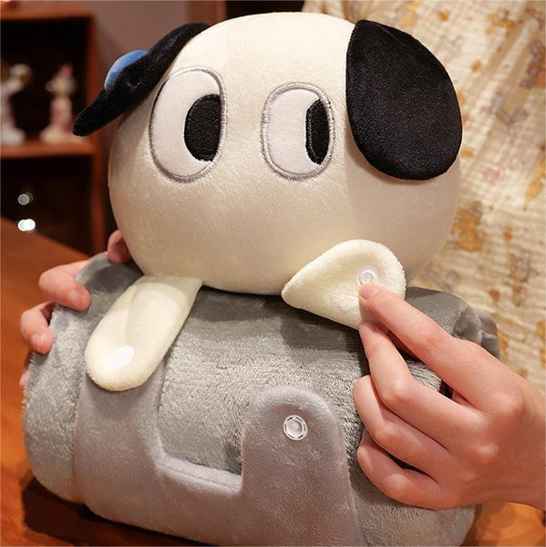 Plush 2 In 1 Pillow Blanket Adorable Design For Cozy Comfort Grey Cat Blankets