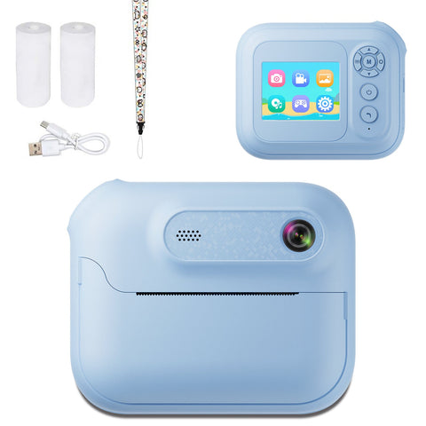 Kids Multi Functional Camera Toy Instant B&W Printing Creative Stickers Blue Instant Cameras