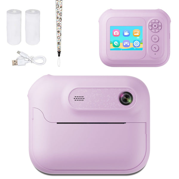 Kids Multi Functional Camera Toy Instant B&W Printing Creative Stickers Purple Instant Cameras