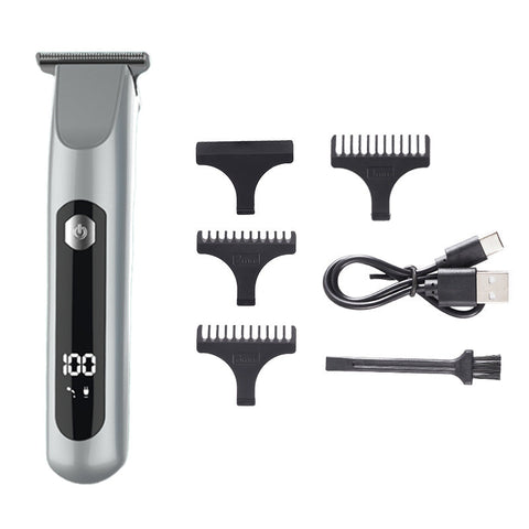 Professional Steel Hair Clipper Low Noise Motor With 3 Guard Combs & Type Charging Silver Clippers & Trimmers