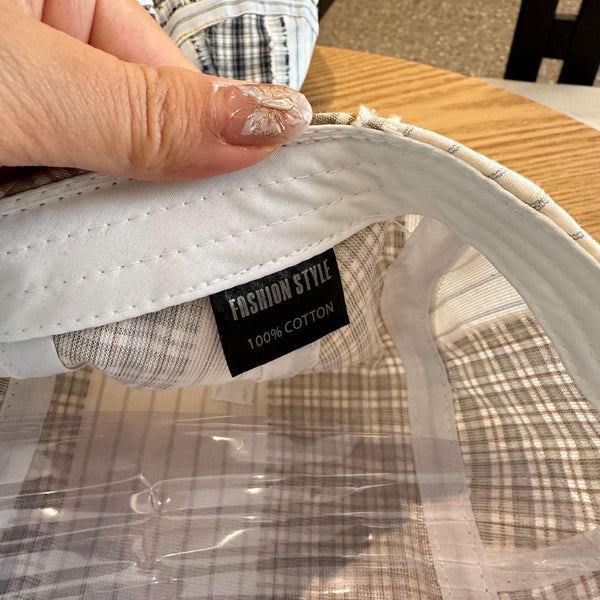 Patchwork Plaid Cotton Cap With Decorative Details (Red) Hats