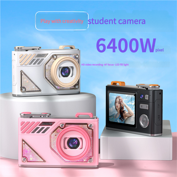Glitter Sand Design 64Mp Hd Digital Camera With Led Fill Light & Auto Focus(Pink) Digital Cameras