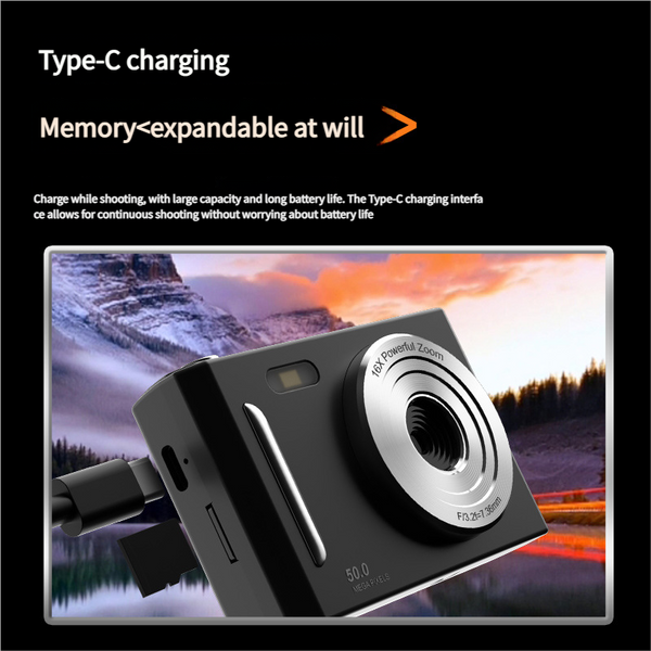 50Mp Hd Digital Camera With 8X Zoom & Dual Lens System(Black) Digital Cameras