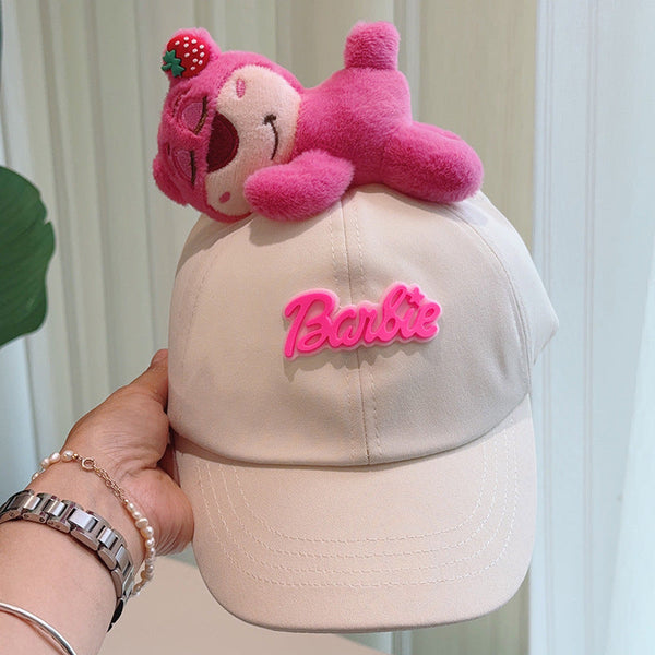 Cute Plush Decorated Baseball Cap(Beige Pink) Hats & Headwear