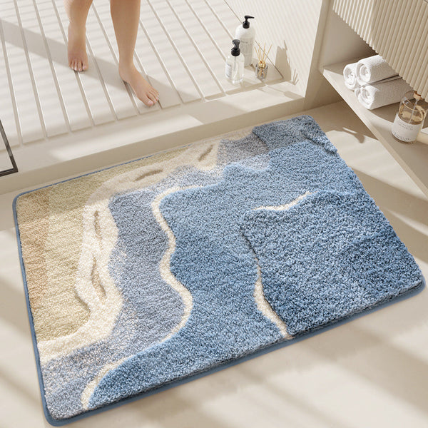 Premium Bath Mat With 8X Water Absorption Non Slip Base Blue Ocean Bath Mats Rugs & Toilet Covers