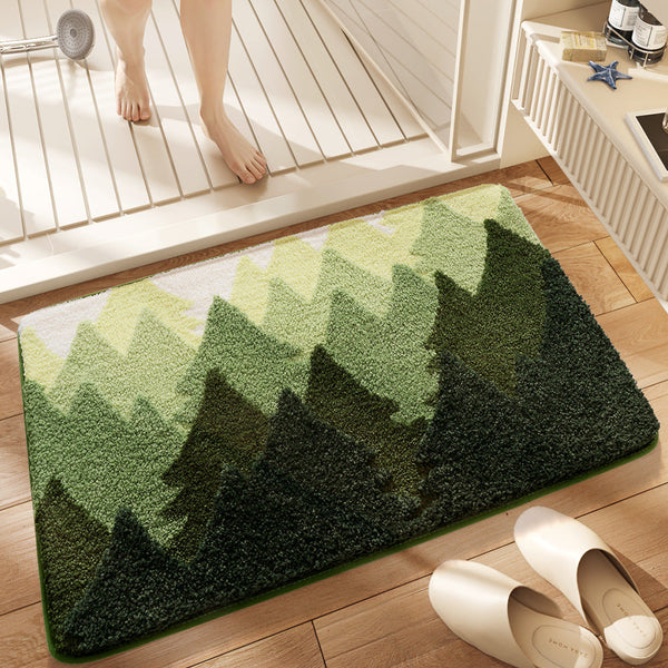 Premium Bath Mat With 8X Water Absorption Non Slip Base Forest Bath Mats Rugs & Toilet Covers