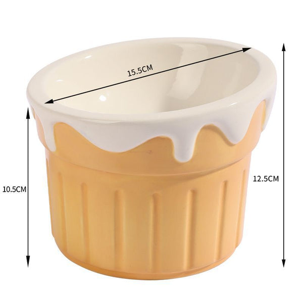 Premium Elevated Pet Bowl With Ergonomic 15 Tilt & Large Capacity(Ice Cream Cone) Dog Bowls