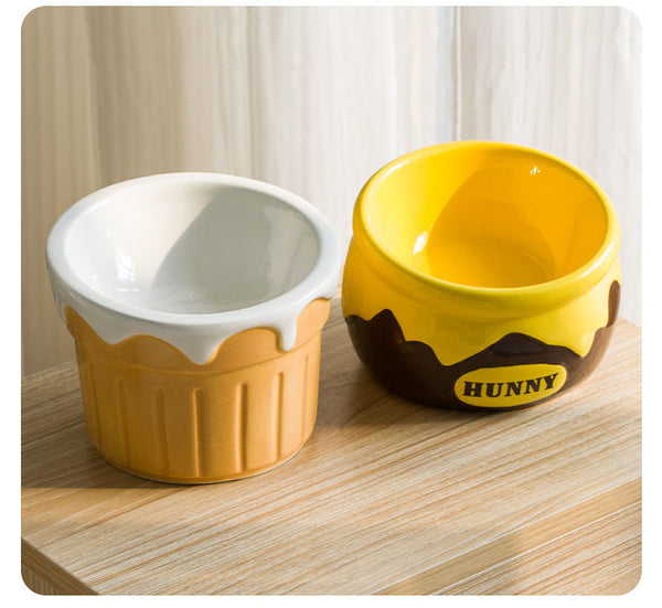 Premium Elevated Pet Bowl With Ergonomic 15 Tilt & Large Capacity(Ice Cream Cone) Dog Bowls