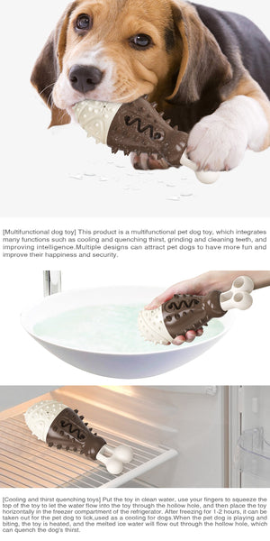 Multifunctional Dog Toy With Cooling Dental Care Floating Features Chocolate Color Dog Toys