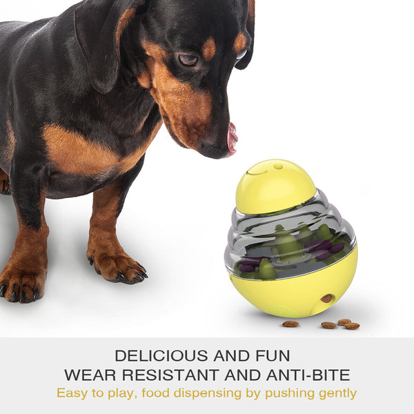 Interactive Dog Puzzle Feeder With Adjustable Food Dispensing Holes(Yellow) Dishes Feeders & Fountains