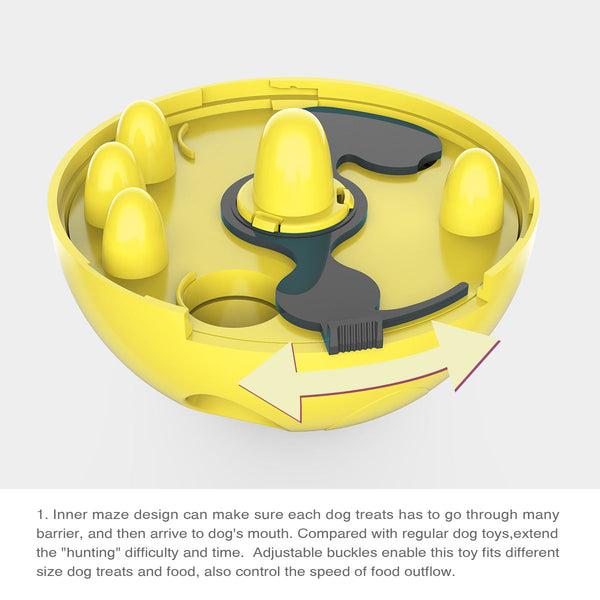 Interactive Dog Puzzle Feeder With Adjustable Food Dispensing Holes(Yellow) Dishes Feeders & Fountains