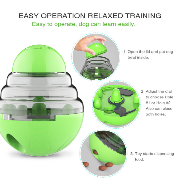 Interactive Dog Puzzle Feeder With Adjustable Food Dispensing Holes(Green) Dishes Feeders & Fountains