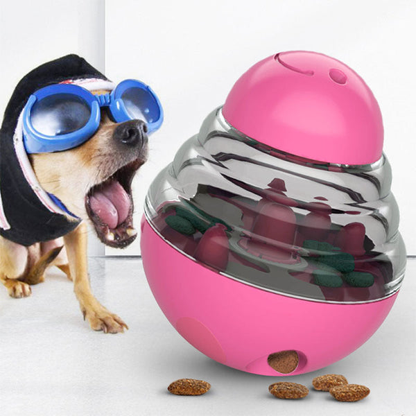 Interactive Dog Puzzle Feeder With Adjustable Food Dispensing Holes(Pink) Dishes Feeders & Fountains