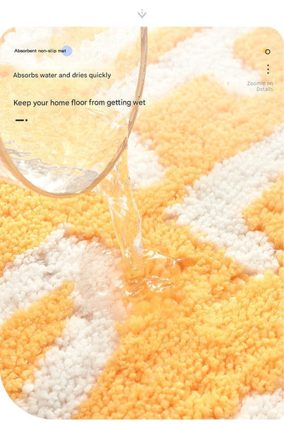 Super Absorbent Microfiber Bath Mat Non Slip Tpr Backing Machine Washable Fun Fruit Designs(Yellow Lemon 46*76Cm) Bath Mats Rugs & Toilet Covers