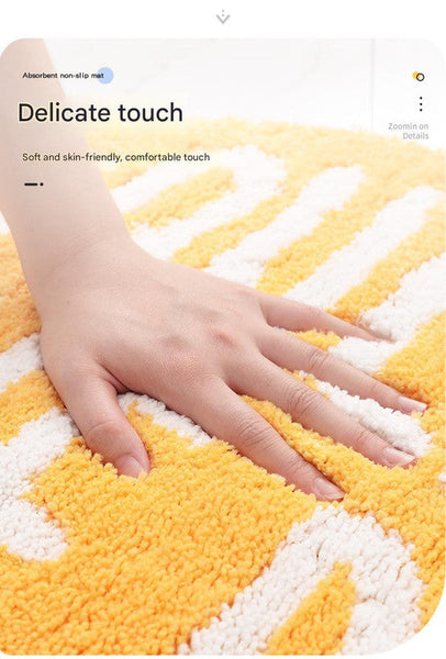 Super Absorbent Microfiber Bath Mat Non Slip Tpr Backing Machine Washable Fun Fruit Designs(Yellow Lemon 46*76Cm) Bath Mats Rugs & Toilet Covers
