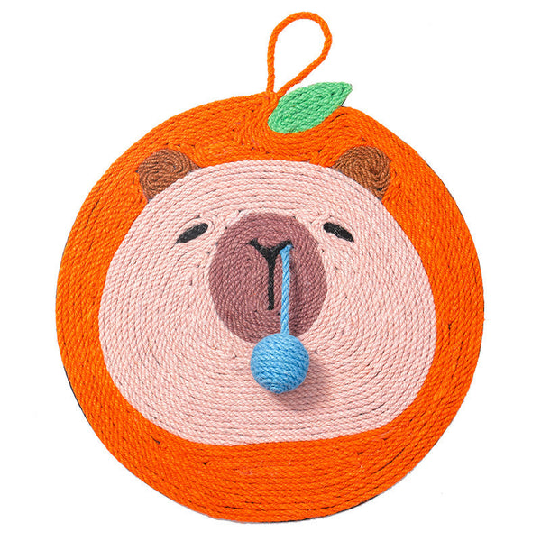 Fruit Themed Capybara Cat Scratching Pad Sisal Rope Eva Non Slip Backing Hanging Or Floor Use(Orange) Furniture & Scratchers