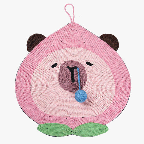 Fruit Themed Capybara Cat Scratching Pad Sisal Rope Eva Non Slip Backing Hanging Or Floor Use(Pink) Furniture & Scratchers