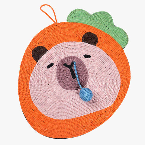 Fruit Themed Capybara Cat Scratching Pad Sisal Rope Eva Non Slip Backing Hanging Or Floor Use(Carrot Color) Furniture & Scratchers