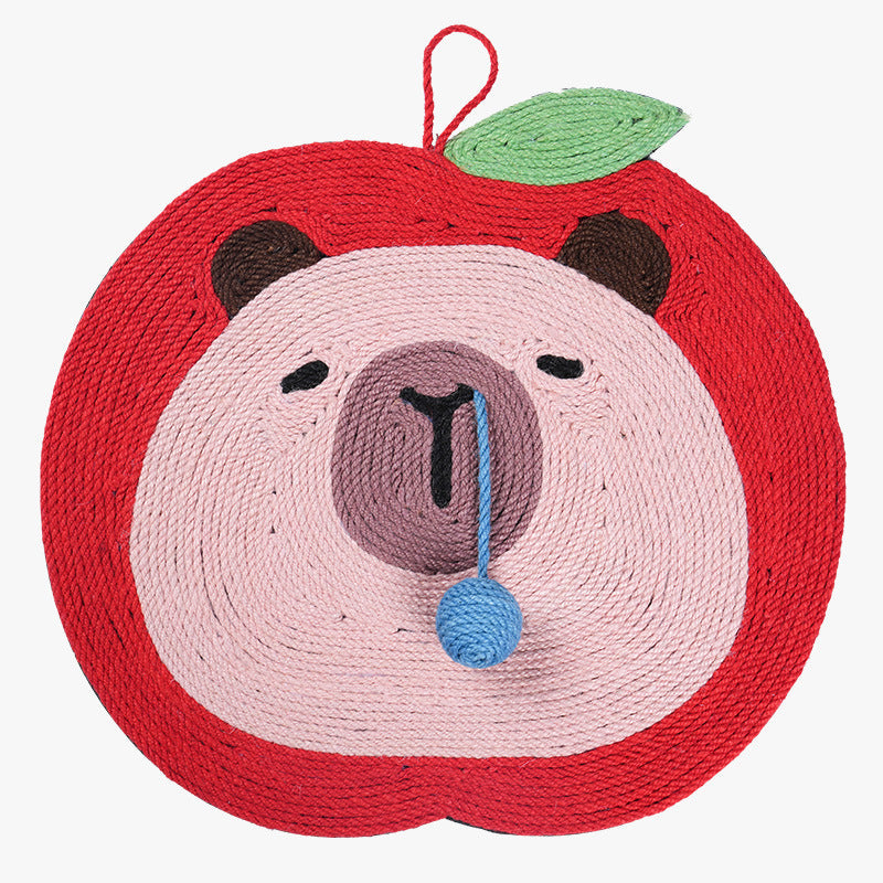 Fruit Themed Capybara Cat Scratching Pad Sisal Rope Eva Non Slip Backing Hanging Or Floor Use(Red) Furniture & Scratchers