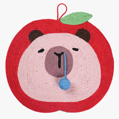 Fruit Themed Capybara Cat Scratching Pad Sisal Rope Eva Non Slip Backing Hanging Or Floor Use(Red) Furniture & Scratchers