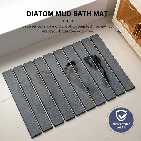 Collapsible Diatom Mud Bath Mat Quick Dry Non Slip Odor Free Absorbent Pad(Dark Grey) Bath Mats Rugs & Toilet Covers