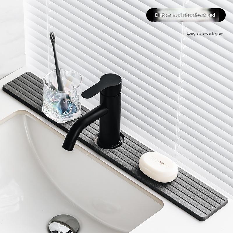 Diatom Mud Faucet Splash Guard & Absorbent Mat Quick Dry Non Slip Sink Organizer(Dark Grey) Bath Mats Rugs & Toilet Covers