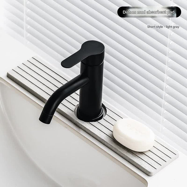 Diatom Mud Faucet Splash Guard & Absorbent Mat Quick Dry Non Slip Sink Organizer(Light Grey) Bath Mats Rugs & Toilet Covers