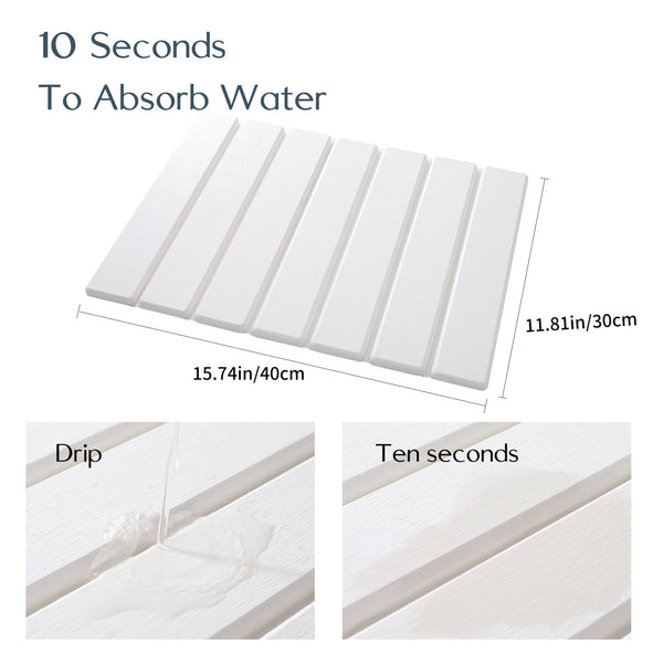 Folding Diatomaceous Earth Countertop Drain Mat Quick Dry Non Slip & Easy Clean Absorbent Pad(Light Grey) Kitchen Bench Mats