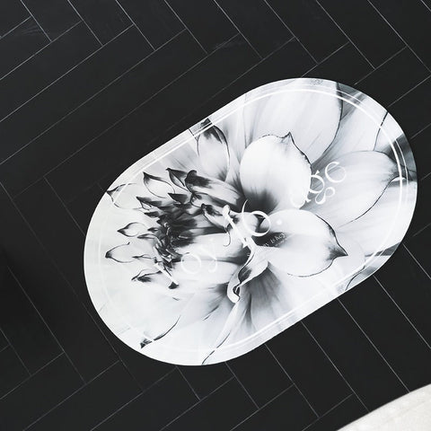 Elegant Floral Print Absorbent Floor Mat Quick Dry Non Slip Easy Clean Bathroom & Entryway Rug(Water Lilies On White Background) Door Mats & Floor Mat