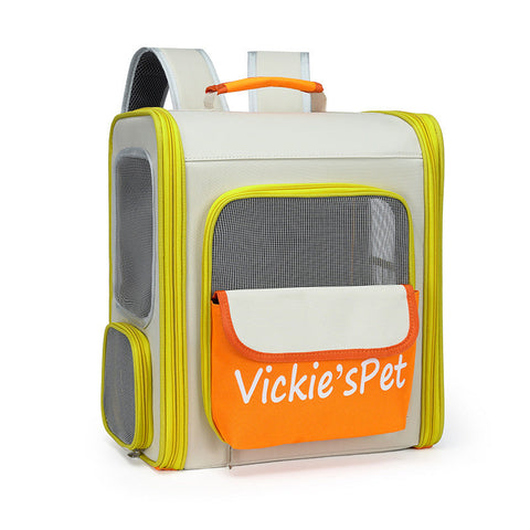 Breathable Pet Carrier Backpack Large Capacity Multiple Windows Oxford Cloth(Orange) Pet Transport