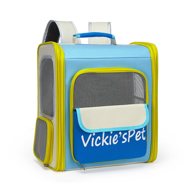 Breathable Pet Carrier Backpack Large Capacity Multiple Windows Oxford Cloth(Blue) Pet Transport