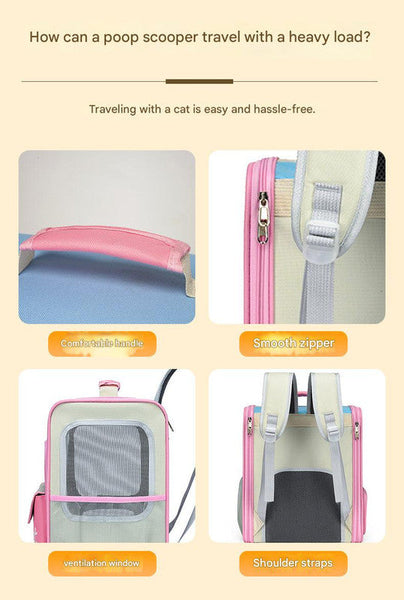 Breathable Pet Carrier Backpack Large Capacity Multiple Windows Oxford Cloth(Blue) Pet Transport