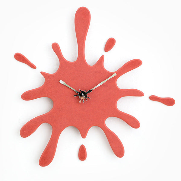 Creative Splatter Design Wall Clock Silent Movement Modern Decorative Timepiece(Red) Wall Clocks