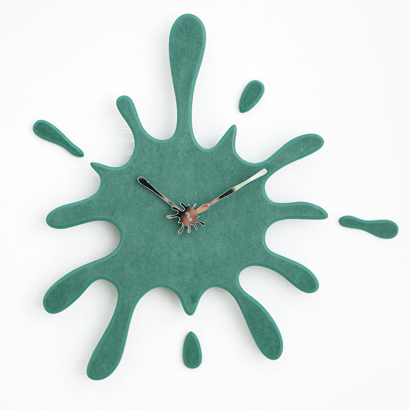 Creative Splatter Design Wall Clock Silent Movement Modern Decorative Timepiece(Green) Wall Clocks