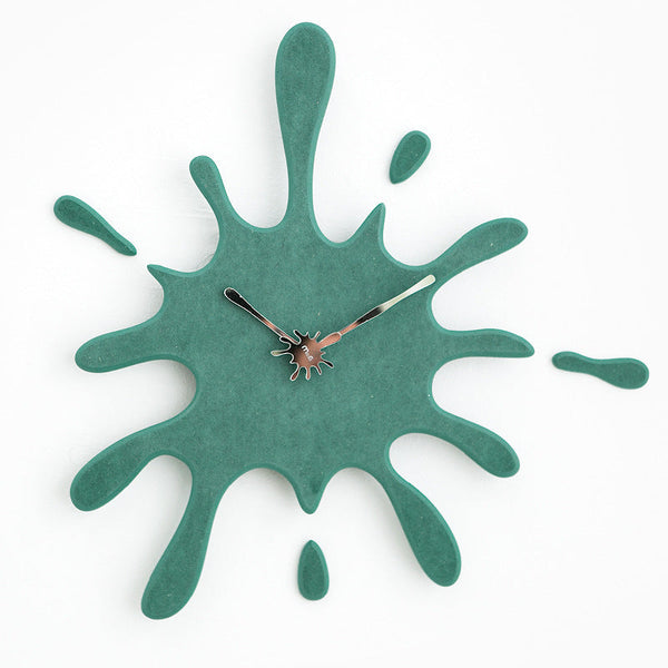 Creative Splatter Design Wall Clock Silent Movement Modern Decorative Timepiece(Green) Wall Clocks