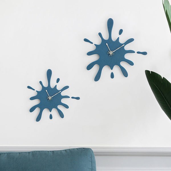 Creative Splatter Design Wall Clock Silent Movement Modern Decorative Timepiece(Blue) Wall Clocks