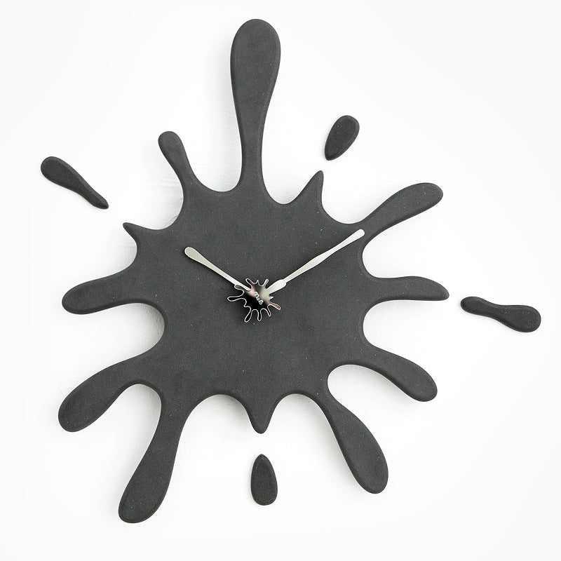 Creative Splatter Design Wall Clock Silent Movement Modern Decorative Timepiece(Black) Wall Clocks