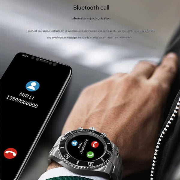 Classic Stainless Steel Smartwatch With Rotating Timer Bezel Bluetooth Calling & Luminous Display(Blue) Smart Watches