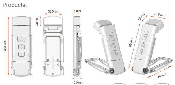 Clip On Led Reading Light Usb Rechargeable 3 Color Modes & 5 Brightness Levels(White) Brushes & Combs