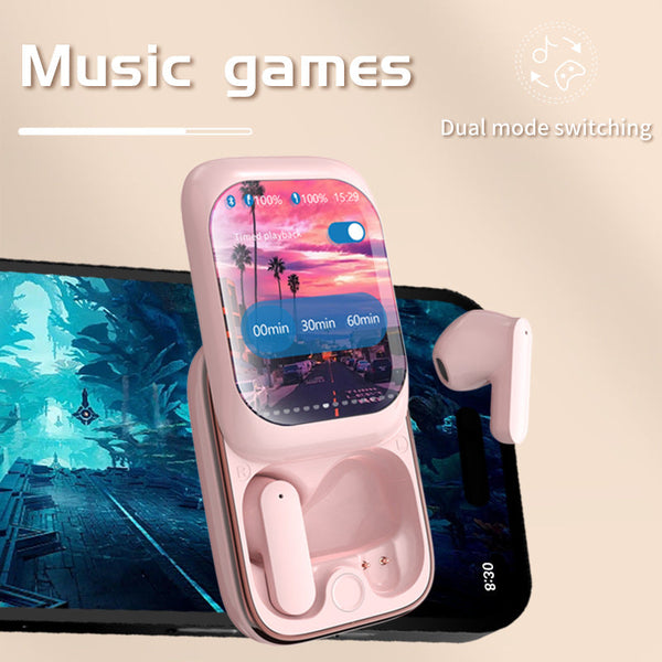 Tws Wireless With Led Touch Screen Charging Case Bluetooth 5.3 Hifi Sound Standalone Music Playback & Game Mode(Black) Earbuds