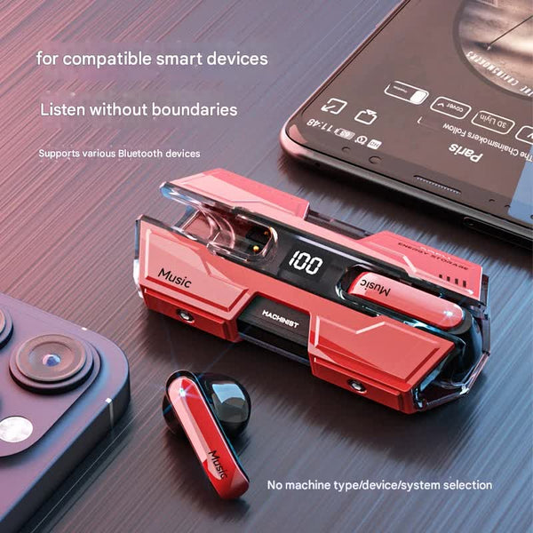 Futuristic Tws Gaming Bluetooth 5.3 Low Latency Hifi Surround Sound Led Display(Yellow) Earbuds