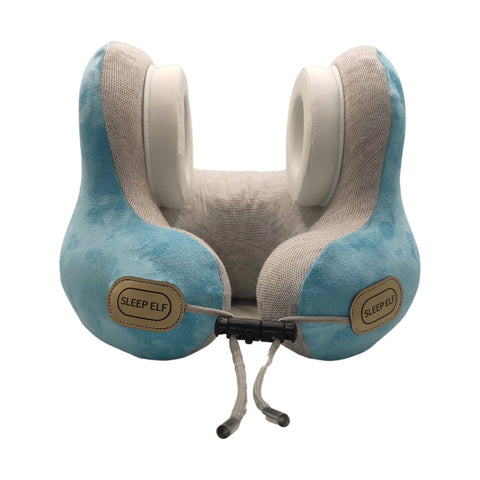 Smart Neck Pillow With Dual Noise Reduction Hifi Bluetooth Music & Graphene Heating Sleep Elf" Travel Pillow(Lake Blue)" Pillows