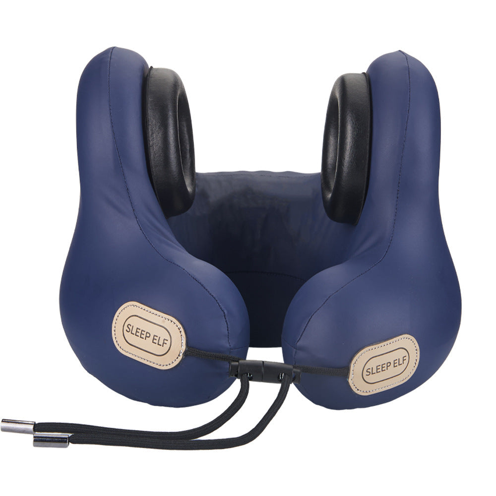 Smart Neck Pillow With Dual Noise Reduction Hifi Bluetooth Music & Graphene Heating Sleep Elf" Travel Pillow(Navy Blue)" Pillows