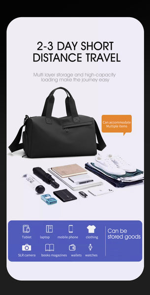 Large Capacity Travel Duffel Bag With Shoe Compartment & Wet Pocket Multi Purpose Gym Weekend (Grey) Women's Bags & Handbags