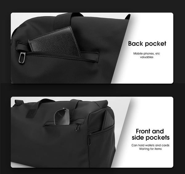 Large Capacity Travel Duffel Bag With Shoe Compartment & Wet Pocket Multi Purpose Gym Weekend (Black) Women's Bags & Handbags