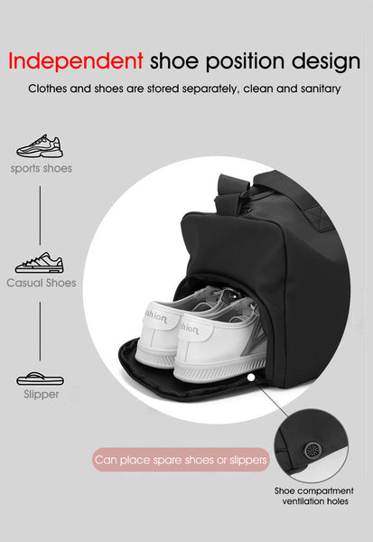 Large Capacity Travel Duffel Bag With Shoe Compartment & Wet Pocket Multi Purpose Gym Weekend (Black) Women's Bags & Handbags