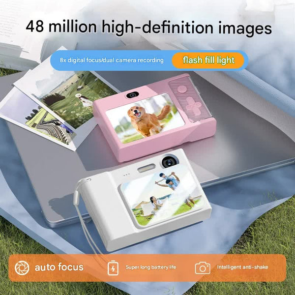 48Mp Digital Camera For Kids & Beginners 1080P Vlogging 8X Zoom Filters Games(White) Digital Cameras