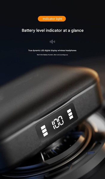 Tws Wireless With Charging Case Bluetooth 5.3 Hifi Audio Led Display & Smart Touch Control(Black) Earbuds