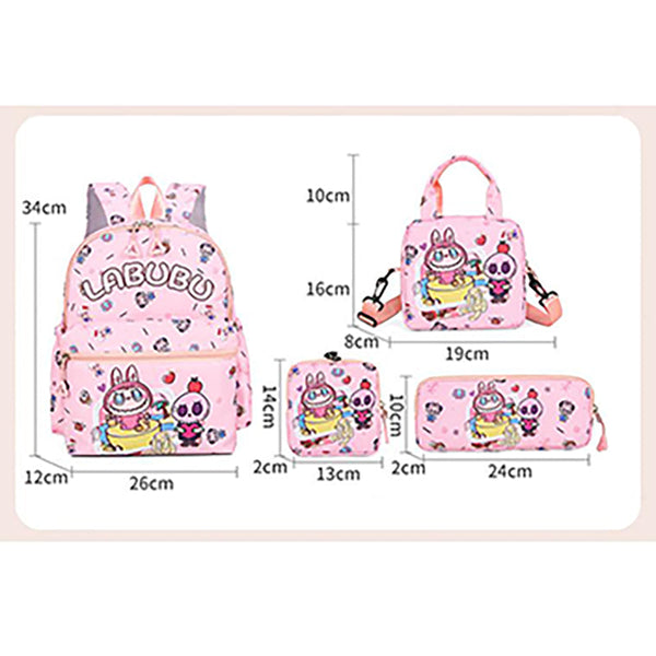 Kids Cartoon Character 3 Piece Backpack Set Lightweight School Bag With Lunch & Pencil Case Black Placeholder